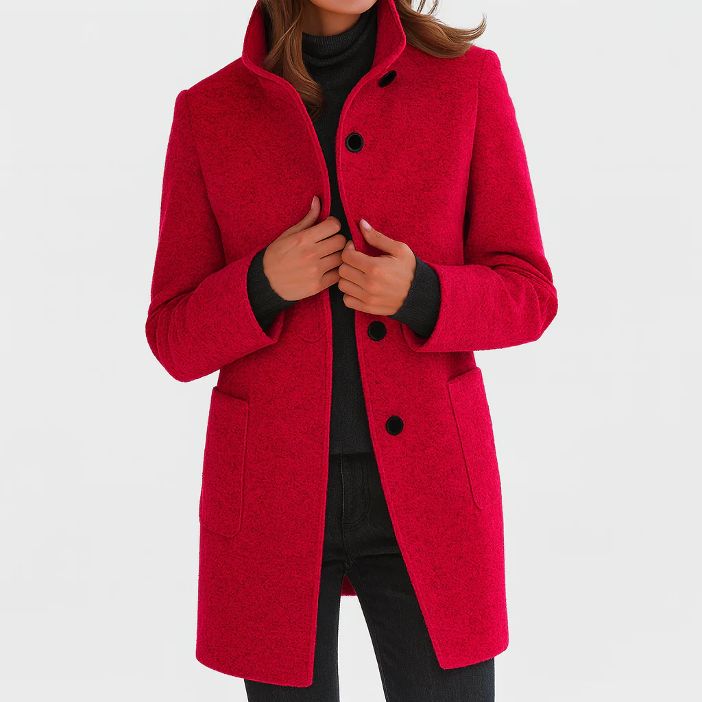 Button-Front Tailored Midi Coat
