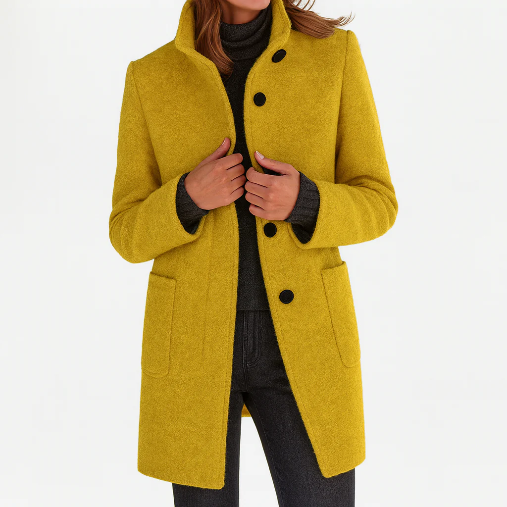 Button-Front Tailored Midi Coat