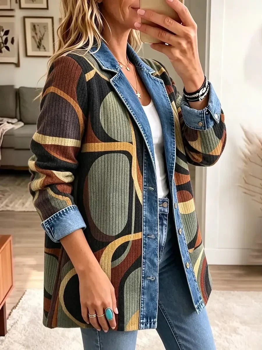 Avery | Retro Abstract Denim Jacket
