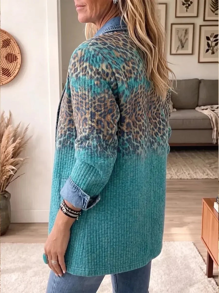 Olivia | Retro Chic Leopard Print Denim Jacket
