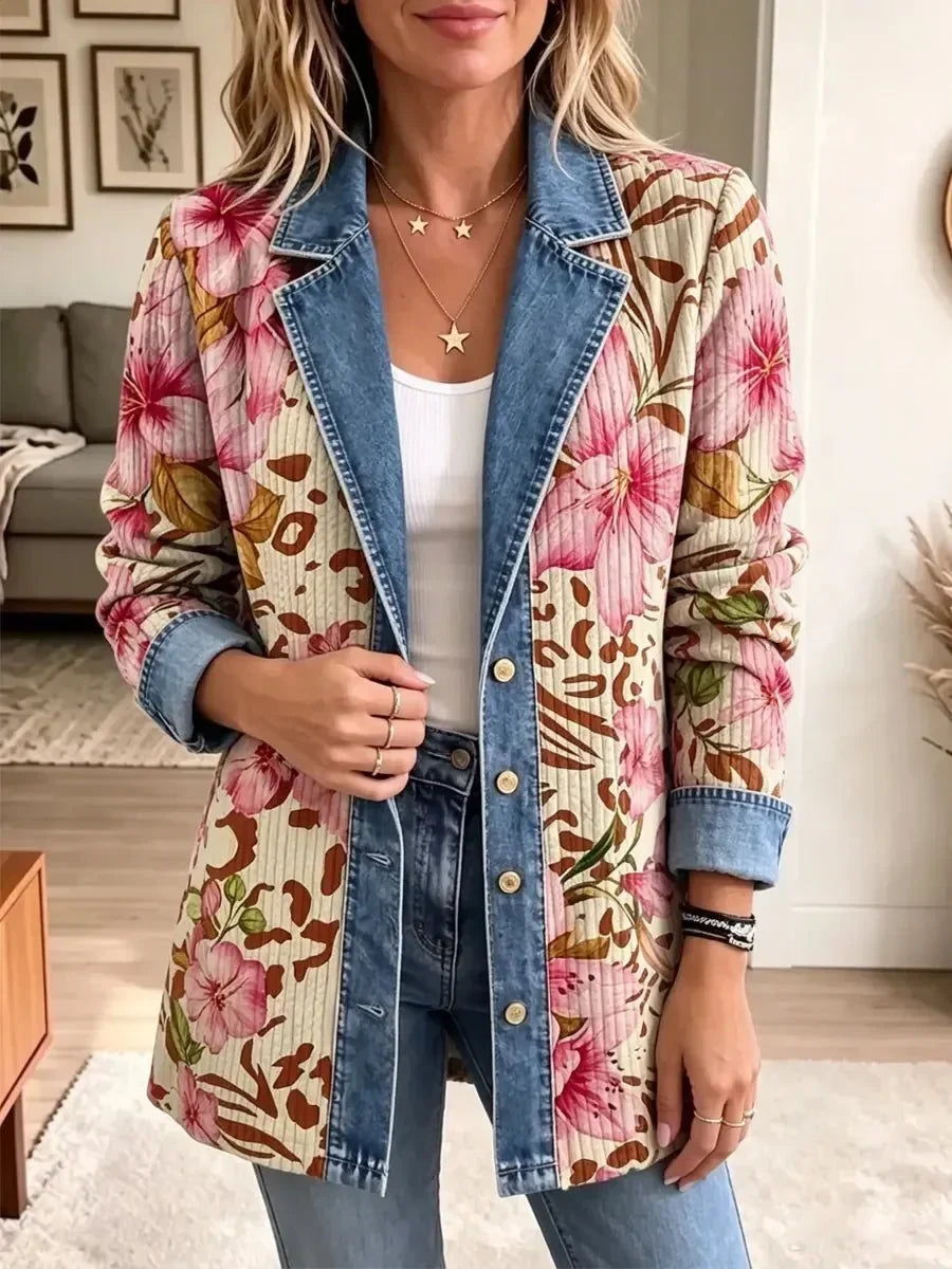 Luna | Vintage Leopard Floral Design Art Jacket