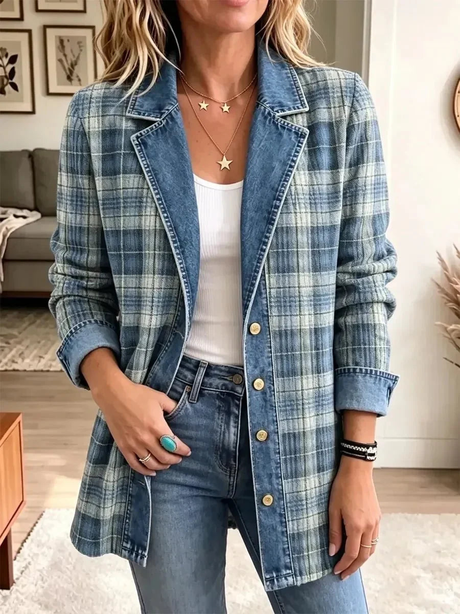 Sofia | Stylish Denim Jacket with Retro Pattern Art
