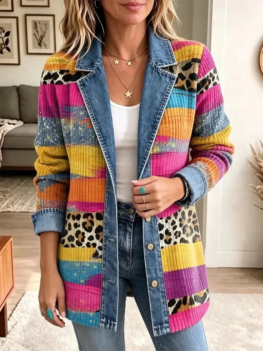 Victoria | Vintage Leopard Print Denim Jacket