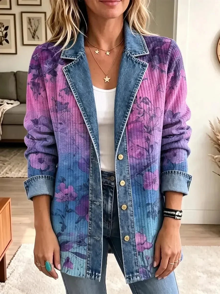 Evelyn | Stylish Jacket with Retro Floral Pattern Art