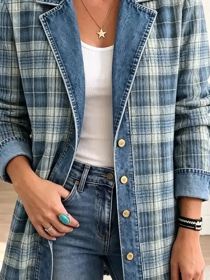 Sofia | Stylish Denim Jacket with Retro Pattern Art