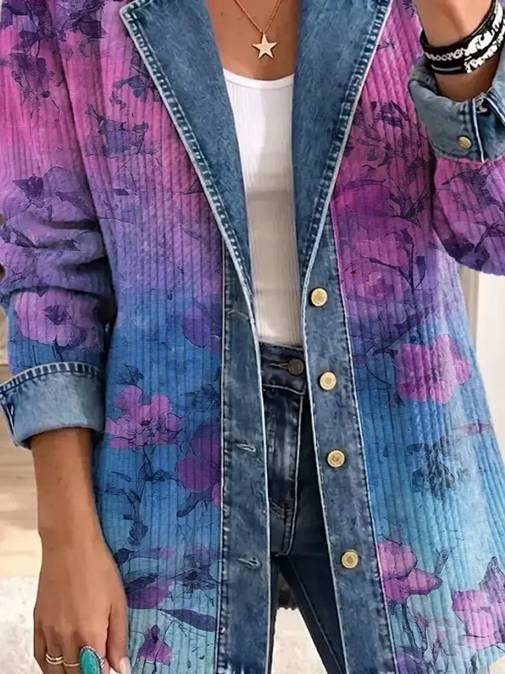 Evelyn | Stylish Jacket with Retro Floral Pattern Art