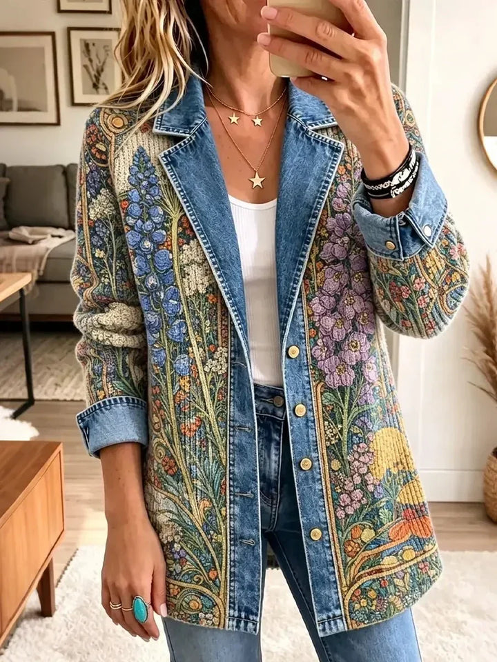 Elizabeth | Retro Floral Jean Jacket