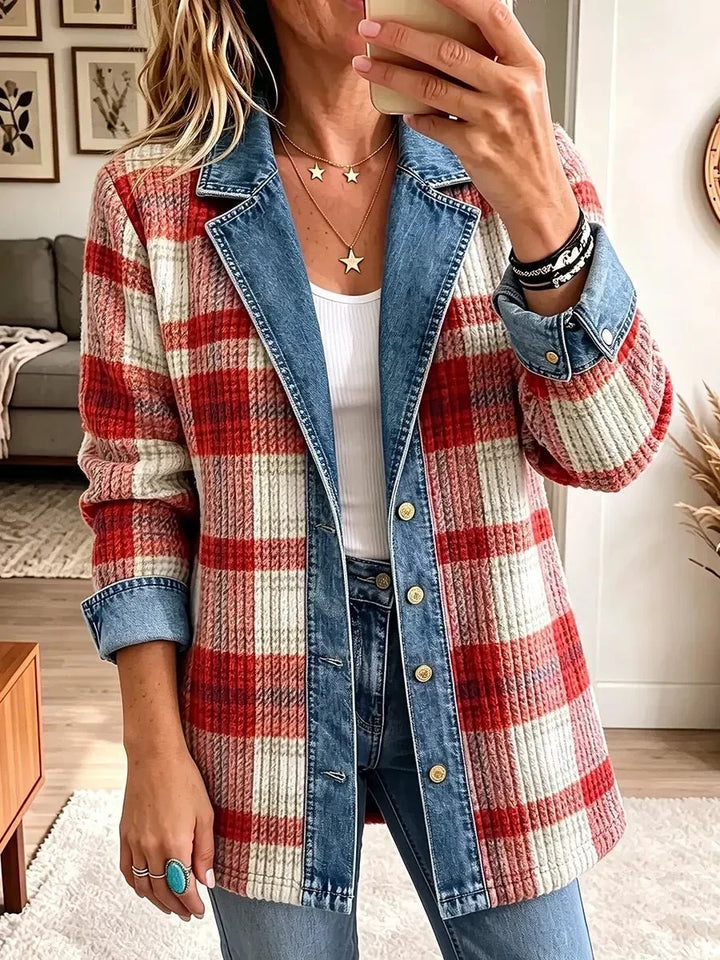 Scarlett | Retro Chic Denim Patchwork Jacket