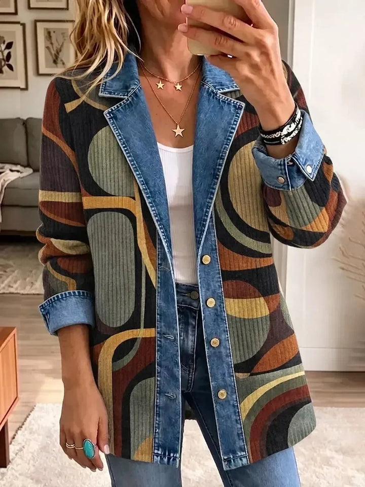 Avery | Retro Abstract Denim Jacket