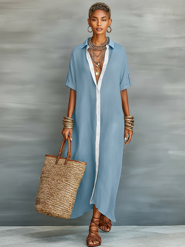Delphine™ - Women's Short Sleeve Maxi Dress