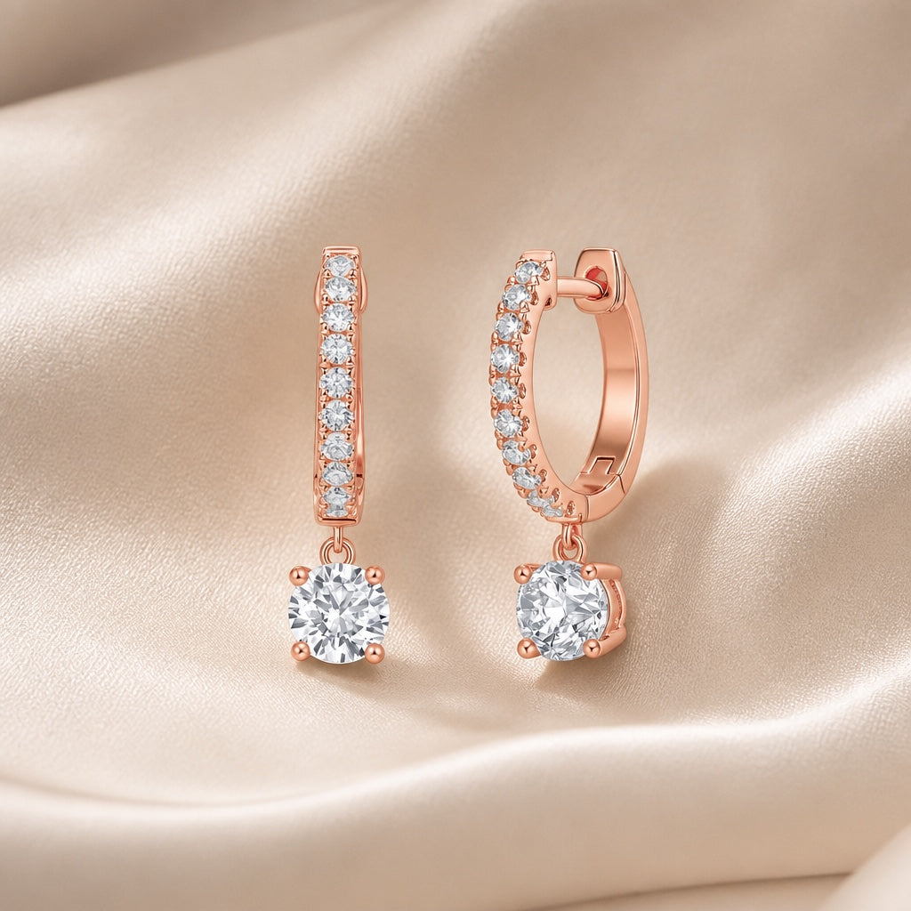 White Gold Earrings with Round Cut Moissanite