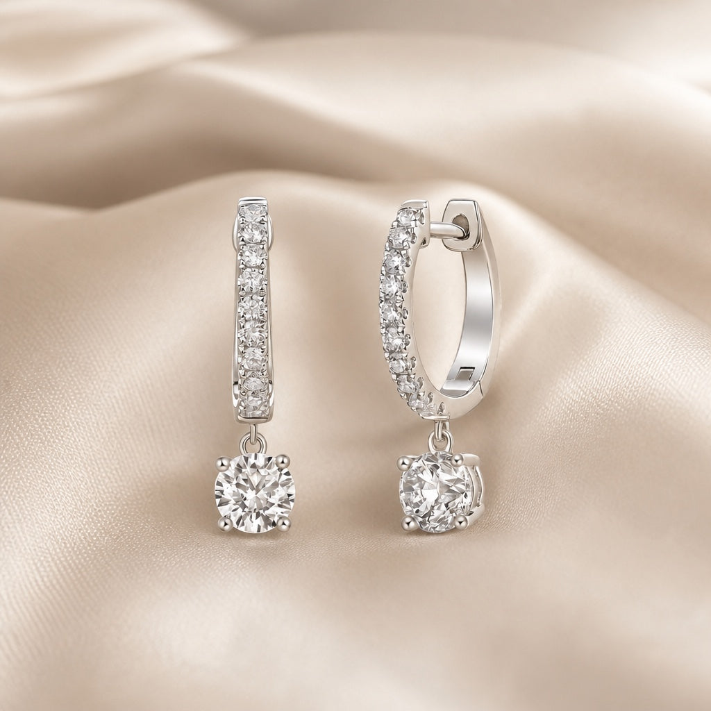 White Gold Earrings with Round Cut Moissanite