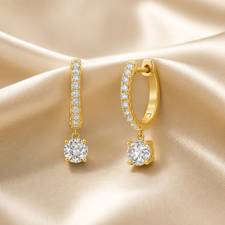 White Gold Earrings with Round Cut Moissanite