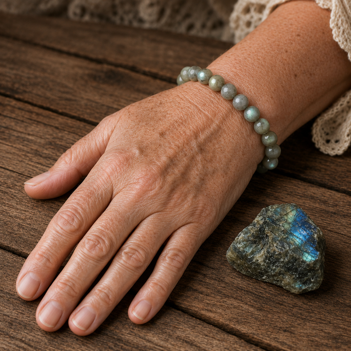 Labradorite beaded bracelet - intuition healing crystal jewelry