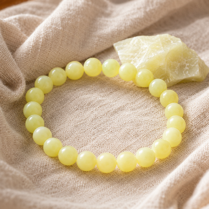 Green jade bracelet stacked as a complete healing crystal set