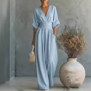 Madeleine™ - Deep V-Neck Wide-Leg Jumpsuit