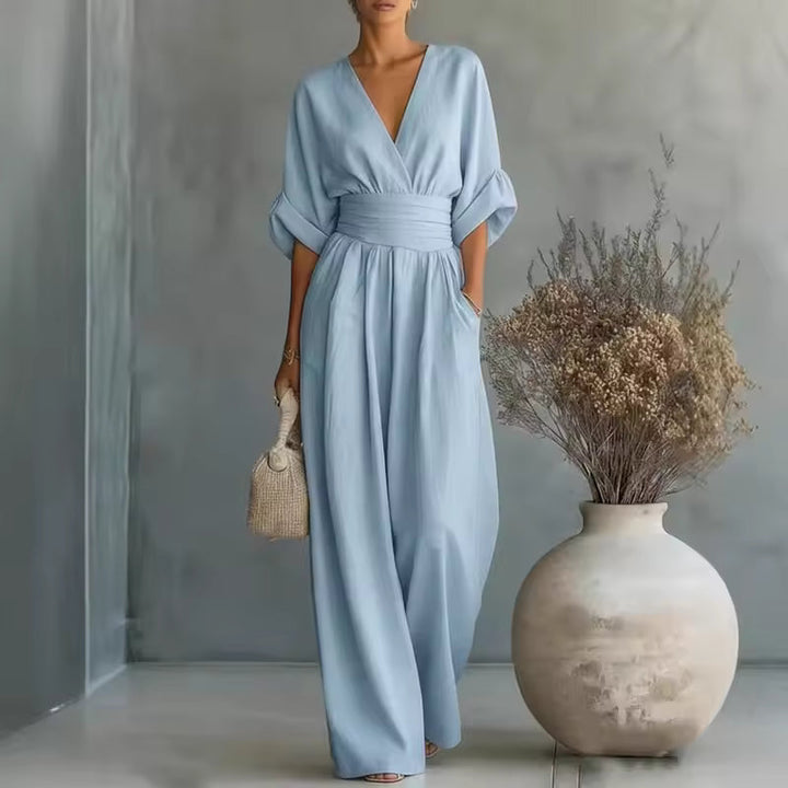 Madeleine™ - Deep V-Neck Wide-Leg Jumpsuit
