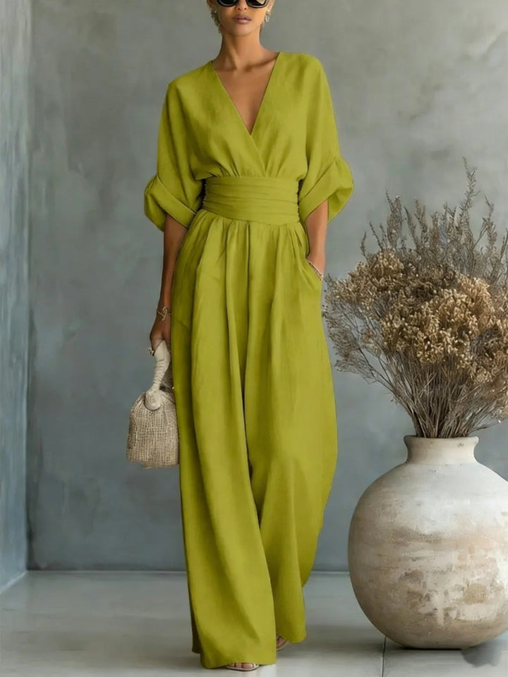 Madeleine™ - Deep V-Neck Wide-Leg Jumpsuit