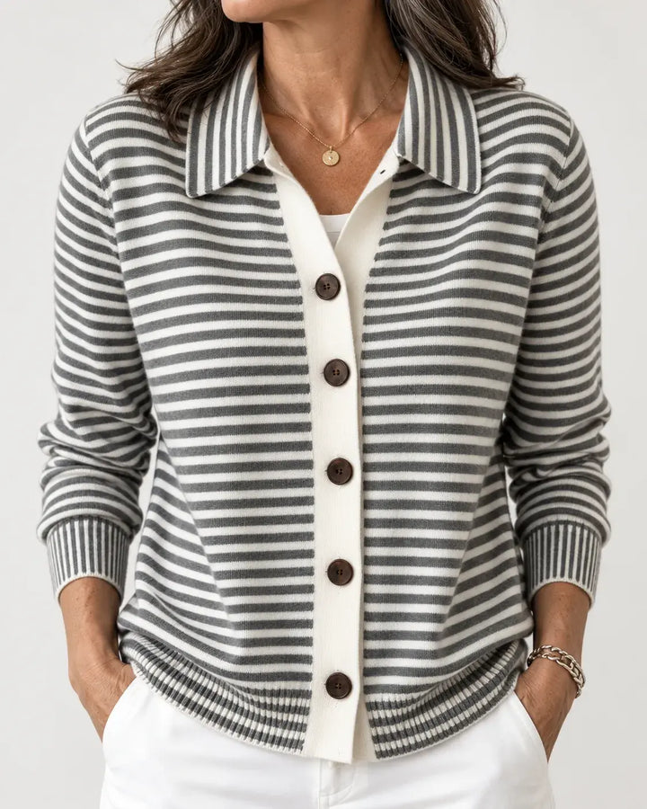 Merino™ Striped Button Cardigan