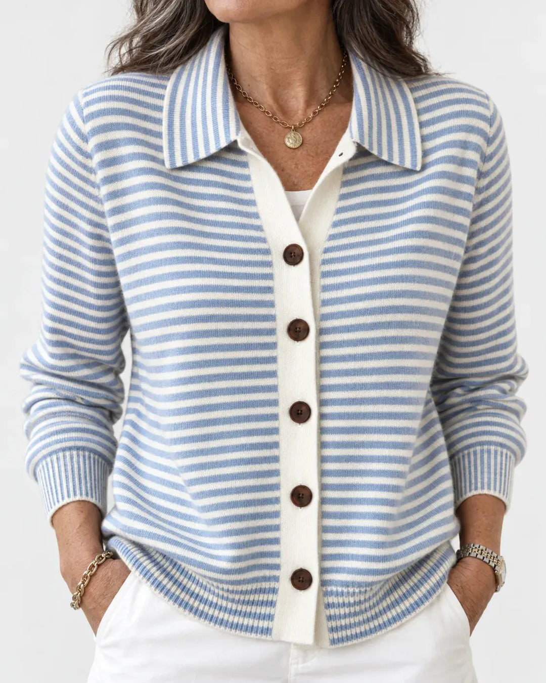 Merino™ Striped Button Cardigan