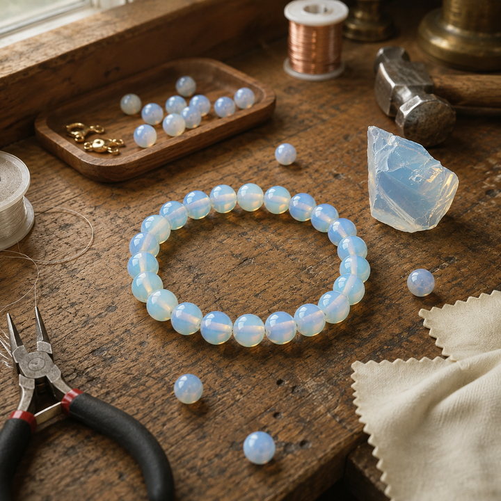 Pink opal healing bracelet gift-ready for a loved one