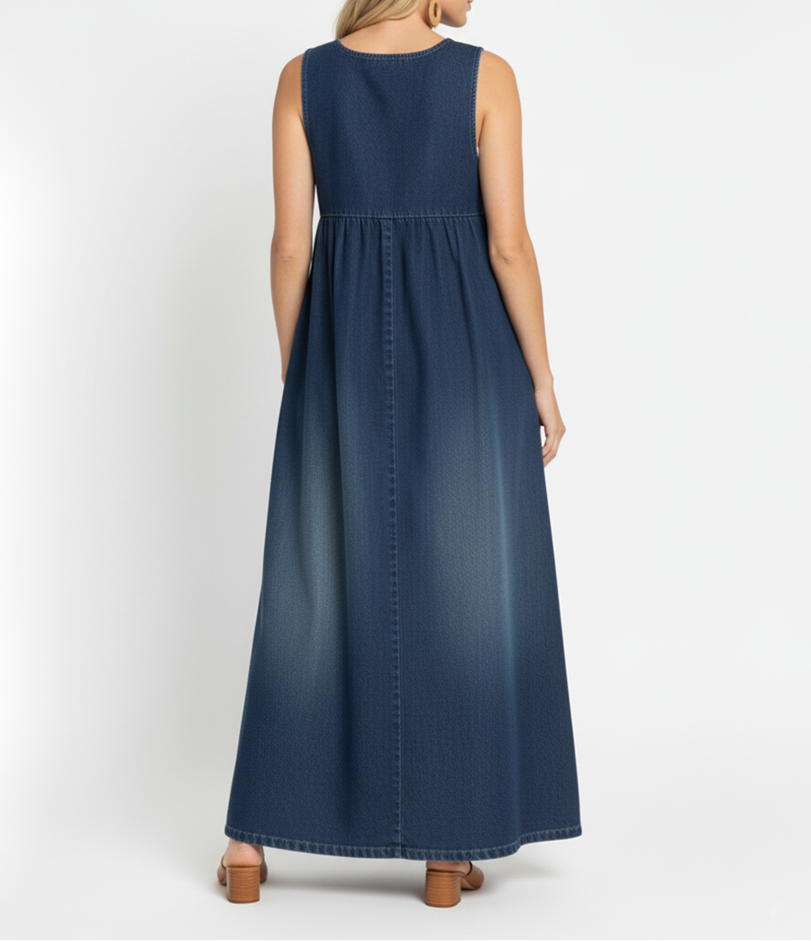 Mathilde™ - Sleeveless Denim Maxi Dress