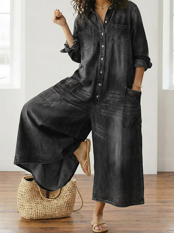 Margot™ - Wide-Leg Denim Jumpsuit