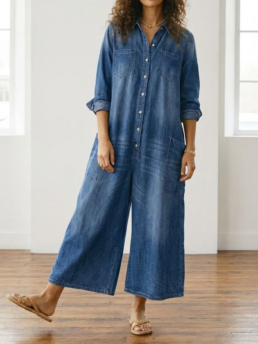 Margot™ - Wide-Leg Denim Jumpsuit