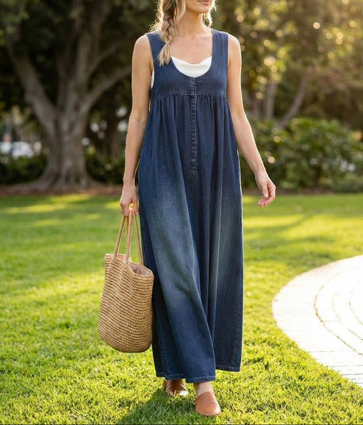 Mathilde™ - Sleeveless Denim Maxi Dress