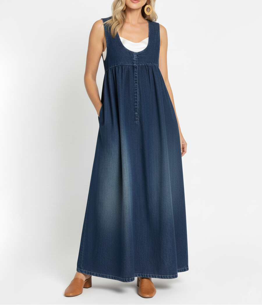 Mathilde™ - Sleeveless Denim Maxi Dress