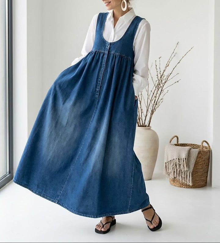 Mathilde™ - Sleeveless Denim Maxi Dress