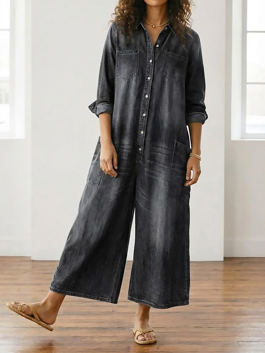 Margot™ - Wide-Leg Denim Jumpsuit