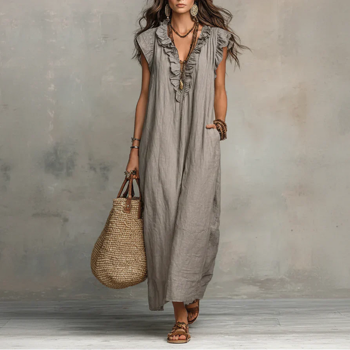 Serena™ - Linen and Cotton Long Bohemian Dress