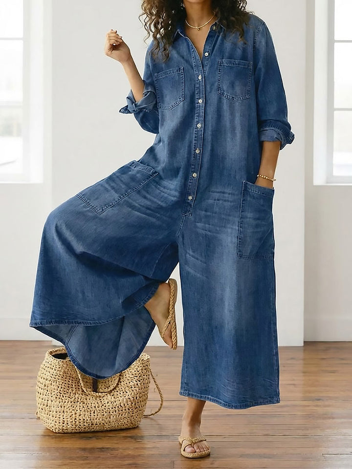 Margot™ - Wide-Leg Denim Jumpsuit