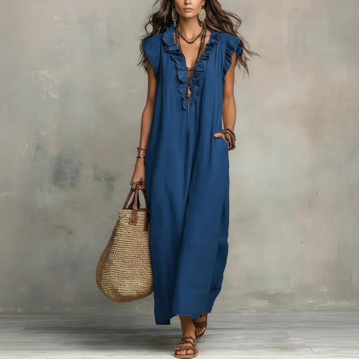 Serena™ - Linen and Cotton Long Bohemian Dress