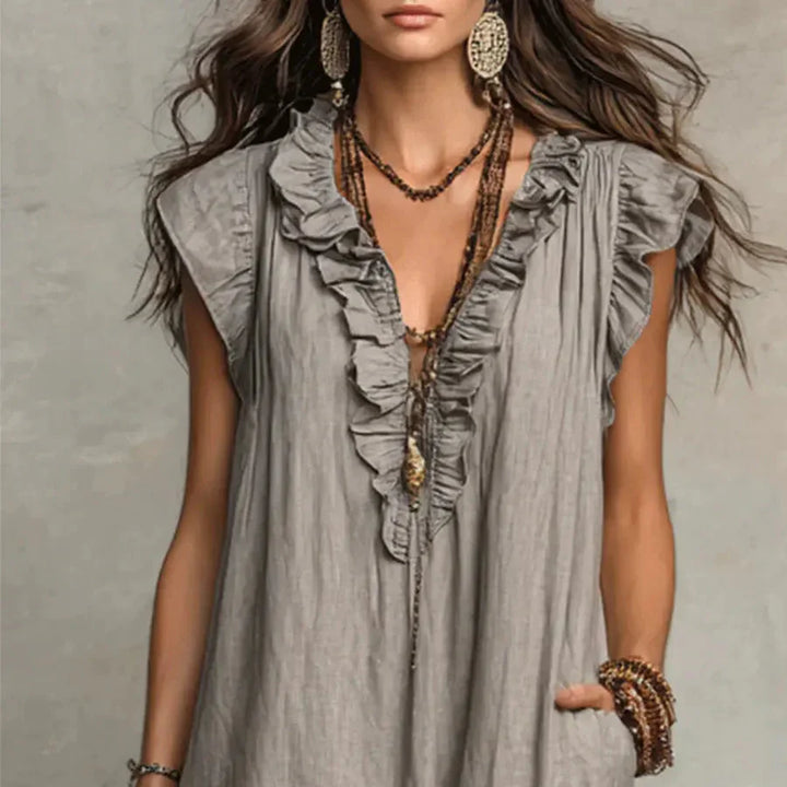 Serena™ - Linen and Cotton Long Bohemian Dress