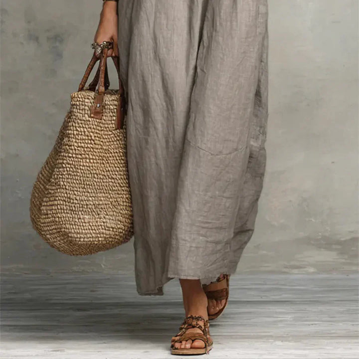 Corsica™ - Bohemian Maxi Dress in Linen-Cotton Blend