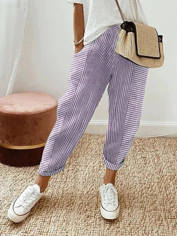 Marvaux™ - Cropped Loose-Fit Striped Pants
