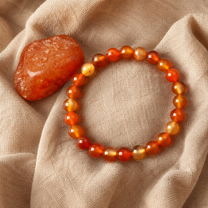 Red agate bracelet stacked as a complete healing crystal set