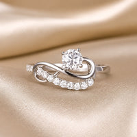 Moissanite Infinity Swirl Wave Ring in White Gold