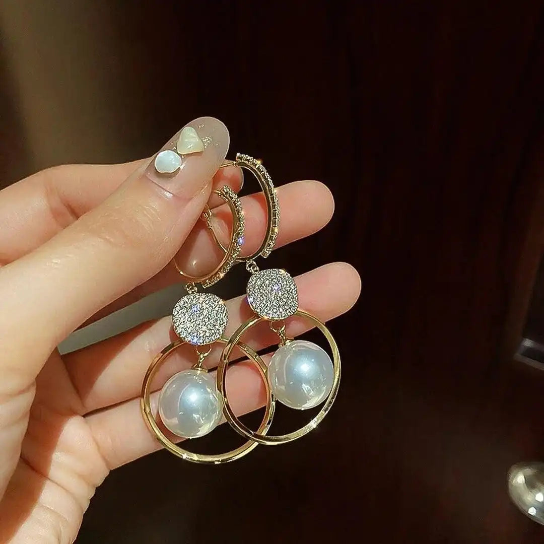 Freshwater Pearl and Diamond-Embellished Ball Earrings