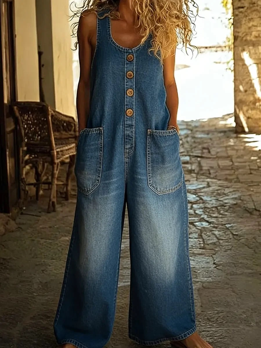 Zoé™ - Button-Up Denim Overalls