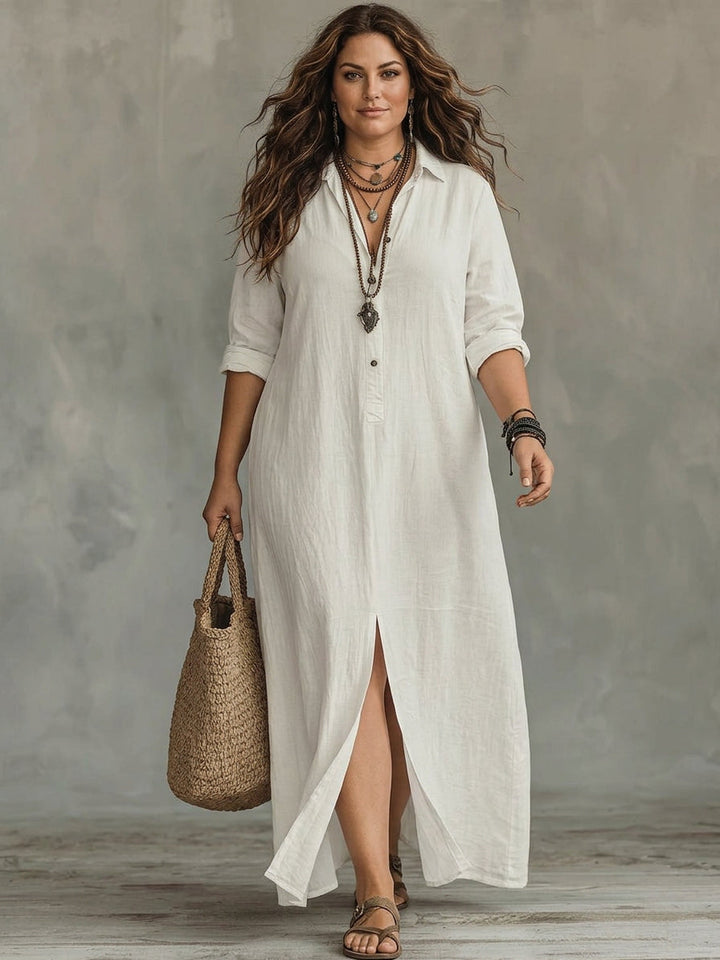 Alessora™ - Button-Down Black Fitted Maxi Dress