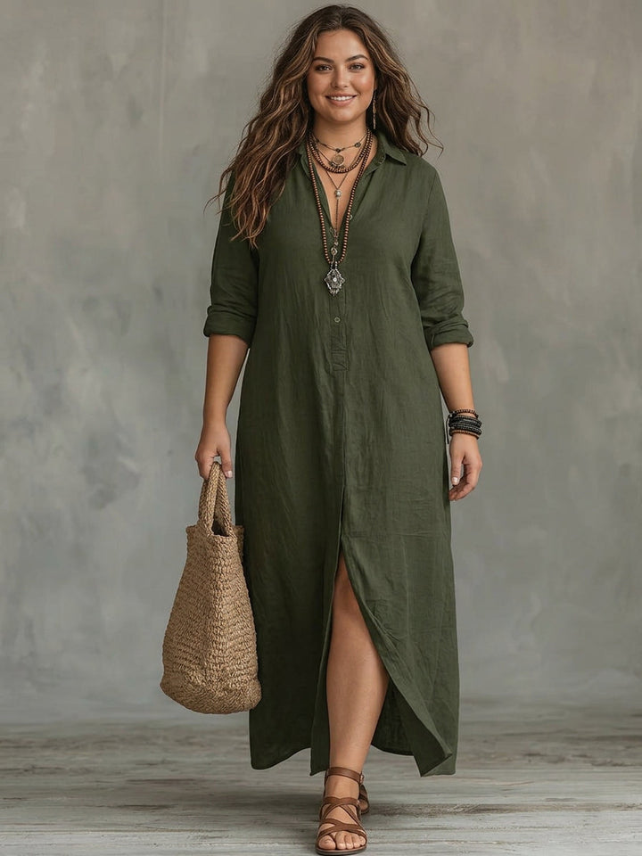 Alessora™ - Button-Down Black Fitted Maxi Dress
