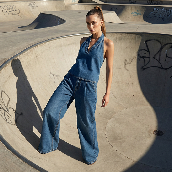 Abbina™ - Stonewashed Straight Leg Jeans Set
