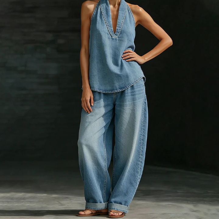 Abbina™ - Stonewashed Straight Leg Jeans Set
