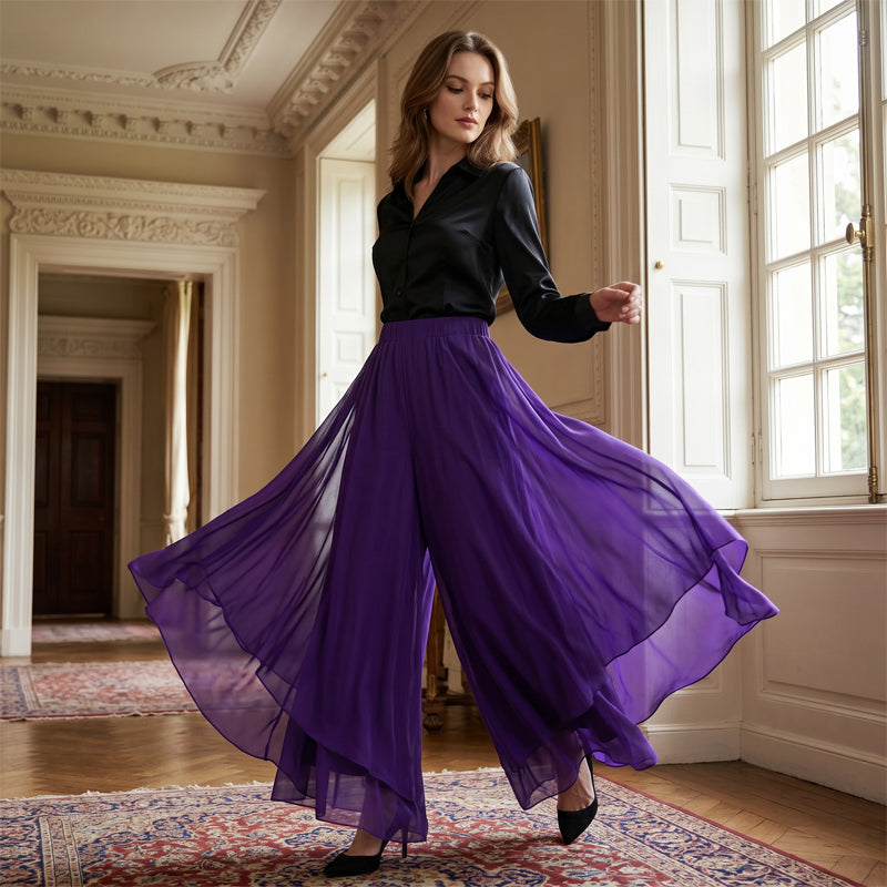 Doriana™ - Asymmetrical Wide-Leg Chiffon Pants