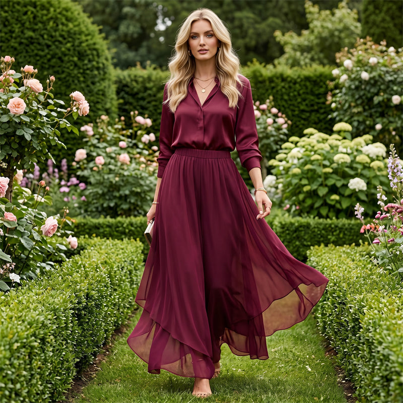 Doriana™ - Asymmetrical Wide-Leg Chiffon Pants