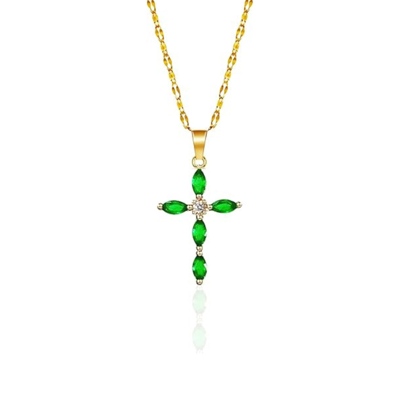 Bea™ - Collana in Oro con Croce di Smeraldo