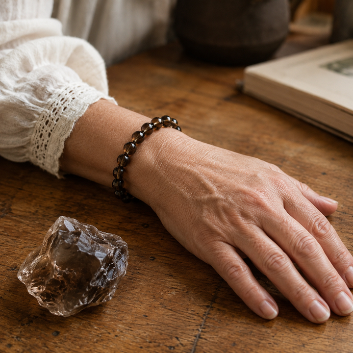 Smoky quartz healing bracelet gift-ready for a loved one